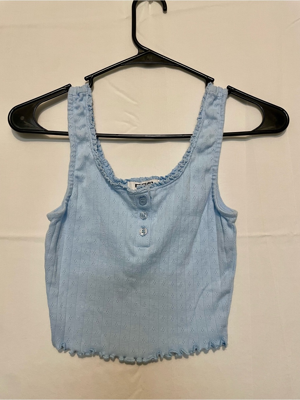 RSQ Light Blue Ribbed Henley Tank
